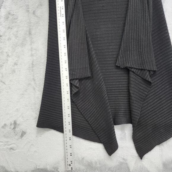 Vintage Y2K Sylvie & Mado Sweater Womens S Black Sleeveless Open Front Waterfall - Picture 8 of 9